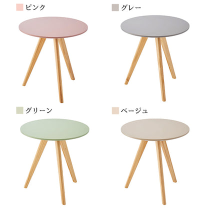 テーブルディスプレイ台木製天然木パインくすみカラー三本脚おしゃれコンパクトシンプル北欧韓国かわいいナチュラル一人暮らしベージュグリーンピンクグレーテーブルサイドテーブルナイトテーブル