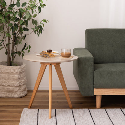 テーブルディスプレイ台木製天然木パインくすみカラー三本脚おしゃれコンパクトシンプル北欧韓国かわいいナチュラル一人暮らしベージュグリーンピンクグレーテーブルサイドテーブルナイトテーブル